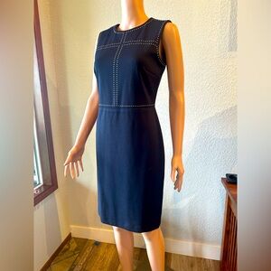 Ivanka Trump Navy Midi Dress with metal accent